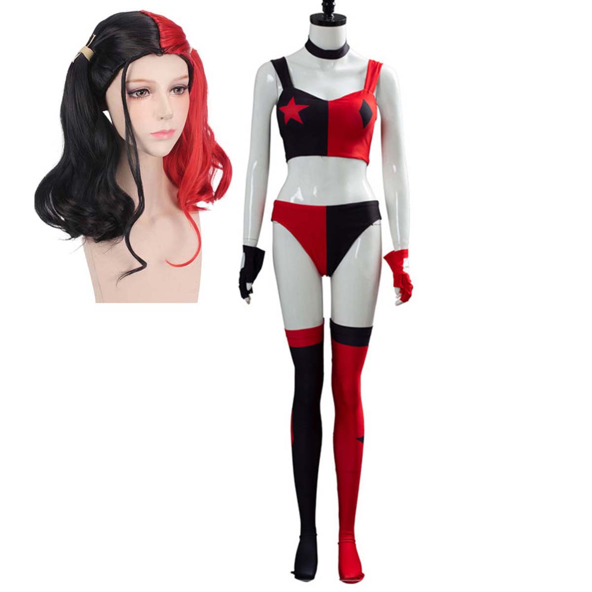 Anime Harley Quinn Cosplay - Women Halloween Super Villain Harley Sexy