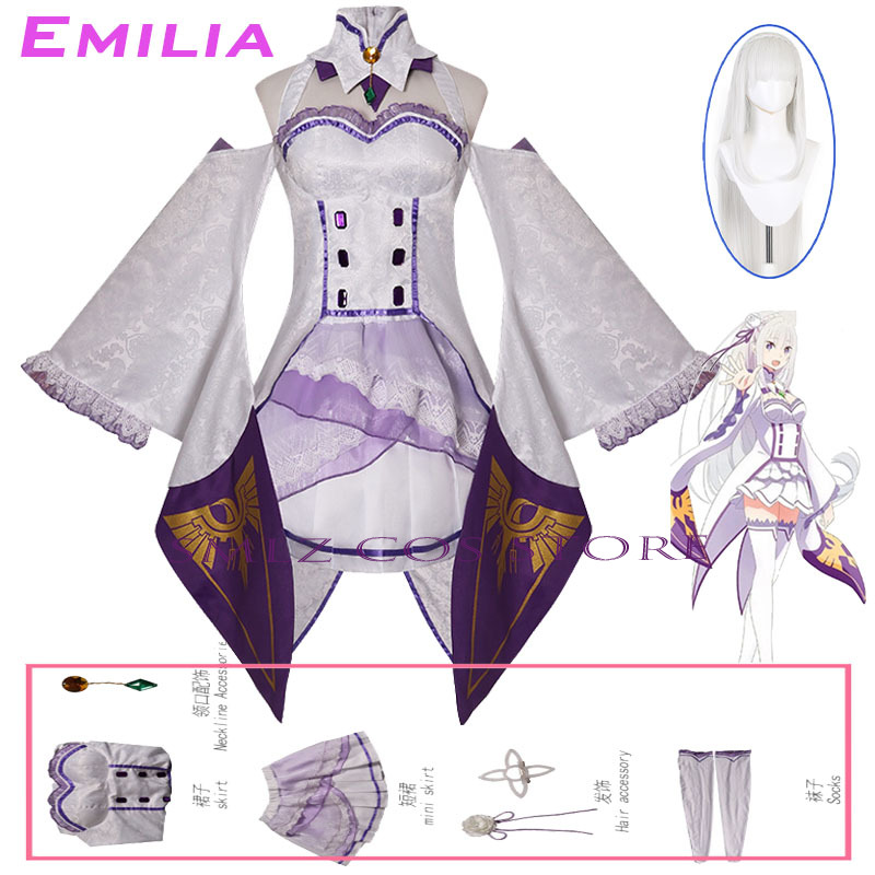 Emilia Cosplay Anime Re Zero K - đánh giá và giá Anime Cosplay Dress